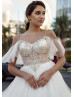 Beaded Cold Shoulder Ivory Tulle Wedding Dress
